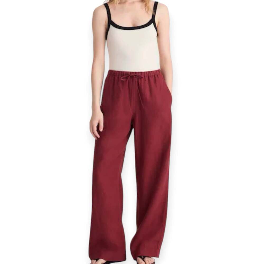 NWT J. Crew Pull On Pants 100% Linen Dusty Merlot Women’s Size Small